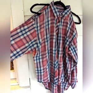 Ralph Lauren Denim & Supply Plaid Button Down Shirt with Rare Cold Shoulder- M
